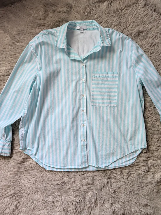 EUC AYR The Deep End Button Down Shirt in Teal Wasabi - Picture 3 of 16